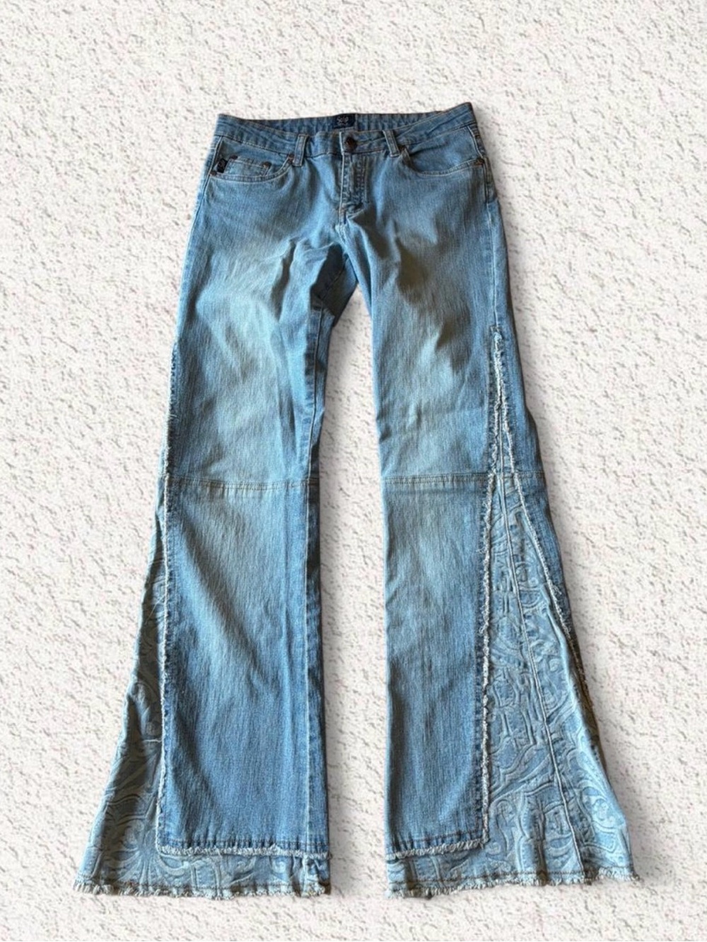 Soho Light Blue Flared Jeans with Patterned Insets